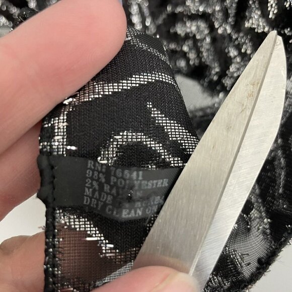 Scarf Black Silver Velvet Burnout Rectangle semi Sheer Elegant - Picture 3 of 4